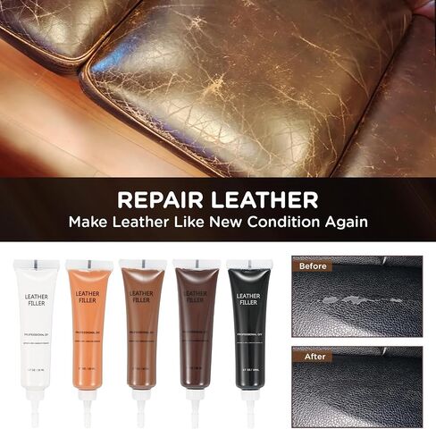 Leather Repair Kit for Couches, 12 Colors Vinyl Furniture Repair kit for Car Seats,Jacket,Belt, Purse, Leather Shoes,Boat Seat,Restore Leather Scratch, Tears & Burn Holes in Saudi Arabia