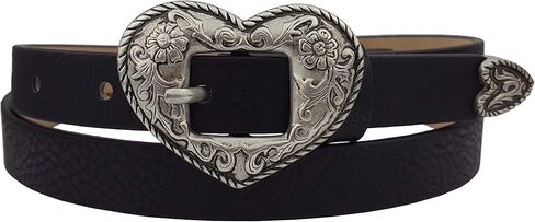 Western-Inspired Skinny Silver Heart Belt with Matching Tip in Kuwait