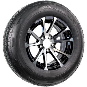 eCustomrim Radial Trailer Tire ST215/75R14 Load D 14" 5 Lug Avalanche Black Aluminum Rim in Kuwait