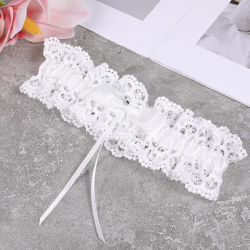 Bewudy Larters for Bride و Lace Wedding Starter و White Lace Garter مرن مع القوس لحفلات حفلة موسيقية لحفلات حفلة موسيقية in Saudi Arabia