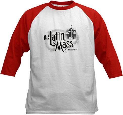Cafepress Latin Mass Kids Baseball Jersey Kids Cotton Baseball Jersey ، 3/4 Raglan Sleeve Shirt in Kuwait