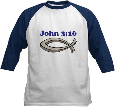 Cafepress John 316 Baseball Jersey Kids Cotton Baseball Jersey ، 3/4 Raglan Sleeve Shirt in Kuwait
