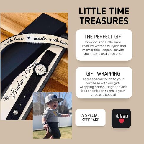 Personalized Baby Keepsake Watch - Handmade Baby and Toddler Watch - Baby Accessories - Baby Jewelry - Birth Time Watch - Toddler And Kids Watch for Ages 0-5 years - Handmade Gifts - Baby's First Watch - New Parents Gift - Personalized Newborn Keepsake -  in Kuwait
