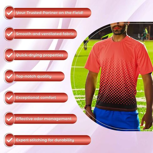 قميص حارس المرمى بأكمام قصيرة من Ventura - تصميم ماص للرطوبة وخفيف الوزن ومسامي لحراس كرة القدم للشباب (برتقالي/أسود، مقاس شبابي متوسط) in Saudi Arabia