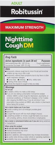 Robitussin Maximum Strength Nighttime Cough DM Max, Adult Formula, Berry Flavor - 8 Fl Oz Bottle in Kuwait