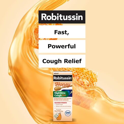 Robitussin Maximum Strength Nighttime Cough DM Max, Adult Formula, Berry Flavor - 8 Fl Oz Bottle in Kuwait