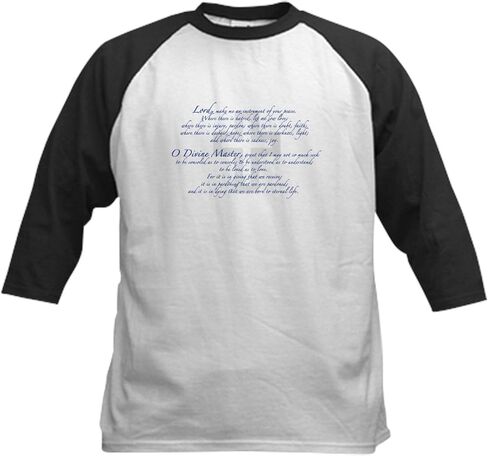 صلاة Cafepress من القديس فرانسيس للأطفال البيسبول جيرسي كيدز بيسبول جيرسي ، 3/4 قميص راجلان. in Kuwait
