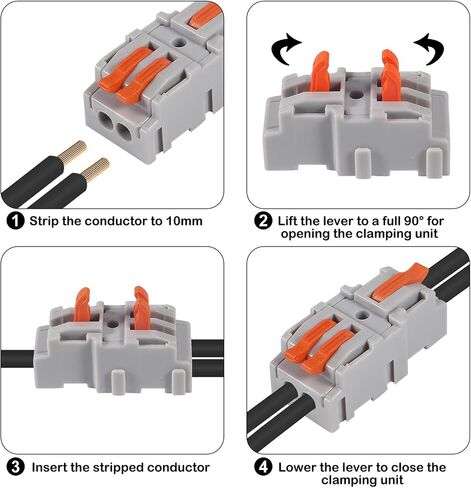 10 pcs Lever Wire Connectors (2 in 6 Out),Quick Wiring Cable Connector Splicing Wire Connectors Push-in Conductor Screw Terminals Block for Circuit Inline Splices 28-12 AWG in Saudi Arabia