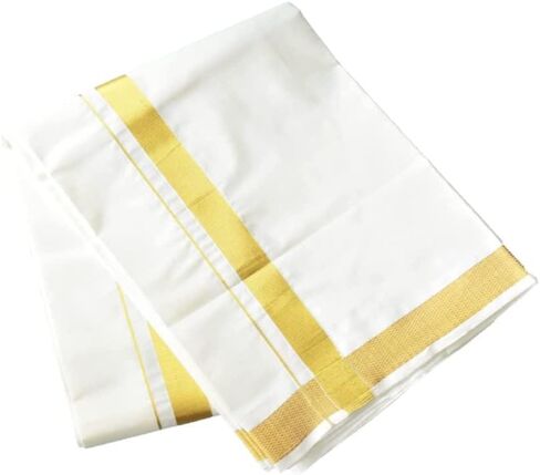 القطن dhoti Vesti Mundu طبقة واحدة مع الحدود الذهبية in Saudi Arabia