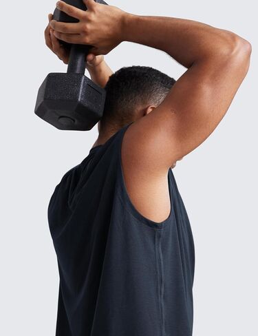 CRZ YOGA Mens Mesh Workout Tank Tops Quick Dry Breathable Running Athletic Training Sleeveless Muscle Shirts in Saudi Arabia