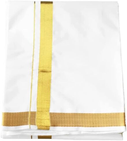 القطن dhoti Vesti Mundu طبقة واحدة مع الحدود الذهبية in Saudi Arabia