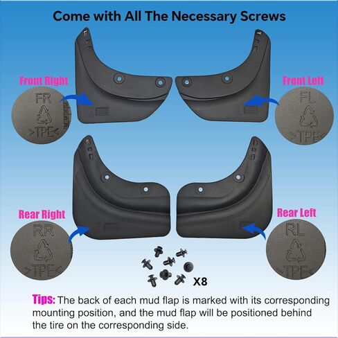 اللوحات الطينية لنموذج Tesla Y Juniper 2025-2026-Tesla Model Y Juniper Officorities 2025-TPE No-Prind Splash Guards ، All-Weather Protect in Kuwait