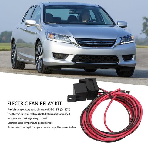 Electric Fan Thermostat Control Relay Wire Kit Adjustable Universal 12V DC 60A Radiator Cooling Fan Temperature Control for Car Truck Plastic Metal 25PCS in Saudi Arabia