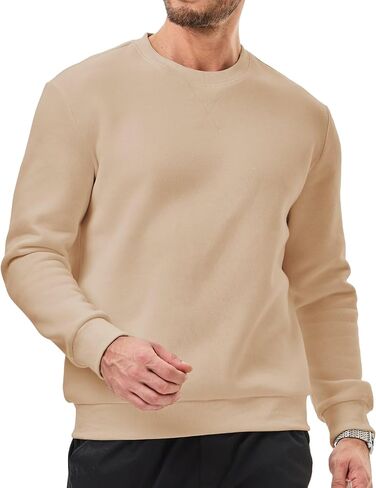 Men's Crewneck Sweatshirts Soild Color Fall Warm Fleece Sweaters Long Sleeve Casual Pullover Shirt in Saudi Arabia