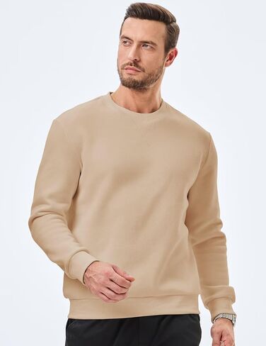 Men's Crewneck Sweatshirts Soild Color Fall Warm Fleece Sweaters Long Sleeve Casual Pullover Shirt in Saudi Arabia