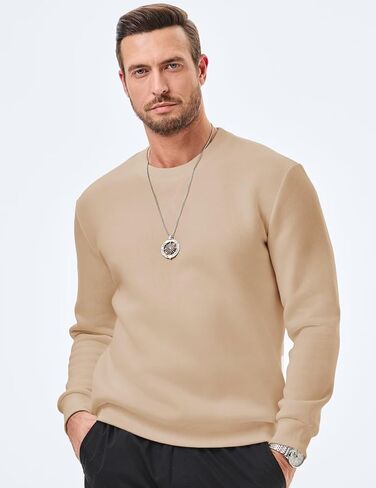 Men's Crewneck Sweatshirts Soild Color Fall Warm Fleece Sweaters Long Sleeve Casual Pullover Shirt in Saudi Arabia