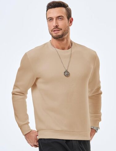 Men's Crewneck Sweatshirts Soild Color Fall Warm Fleece Sweaters Long Sleeve Casual Pullover Shirt in Saudi Arabia