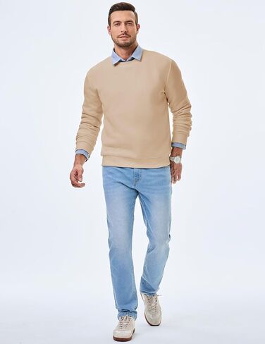 Men's Crewneck Sweatshirts Soild Color Fall Warm Fleece Sweaters Long Sleeve Casual Pullover Shirt in Saudi Arabia