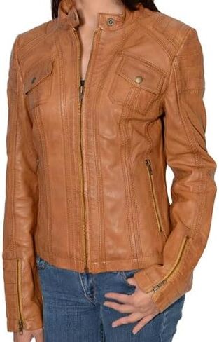 Milwaukee Leather SFL2805 Women's Black Quilted Mandarin Collar Fashion Casual Motorcycle Leather Jacket in Saudi Arabia