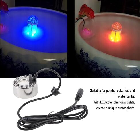 400, Original Atomizer Fogger Water Fountain Mist Maker with 12 LED Light Color Change for Garden Indoor Outdoor, Adjustable Fog Controller (US Plug) in Saudi Arabia