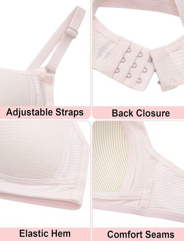 Happy Cherry Teens Training Bras for Girl Adjustable Cotton Bra with Padded Soft Lightly Wireless Training Bra Pack of 6 in Saudi Arabia