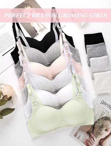 Happy Cherry Teens Training Bras for Girl Adjustable Cotton Bra with Padded Soft Lightly Wireless Training Bra Pack of 6 in Saudi Arabia