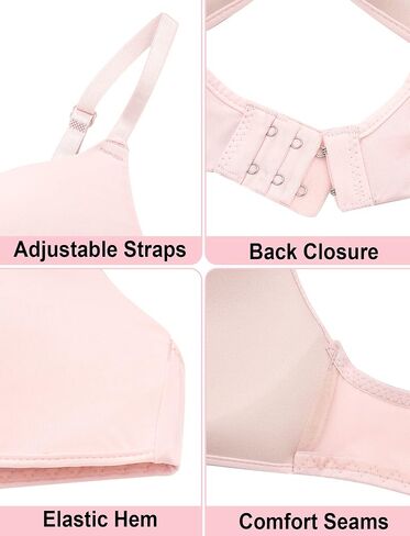 Happy Cherry Teens Training Bras for Girl Adjustable Cotton Bra with Padded Soft Lightly Wireless Training Bra Pack of 6 in Saudi Arabia