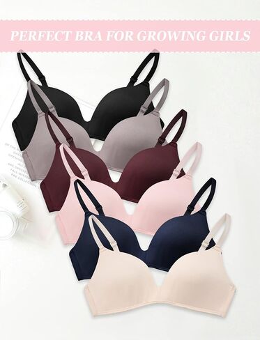 Happy Cherry Teens Training Bras for Girl Adjustable Cotton Bra with Padded Soft Lightly Wireless Training Bra Pack of 6 in Saudi Arabia