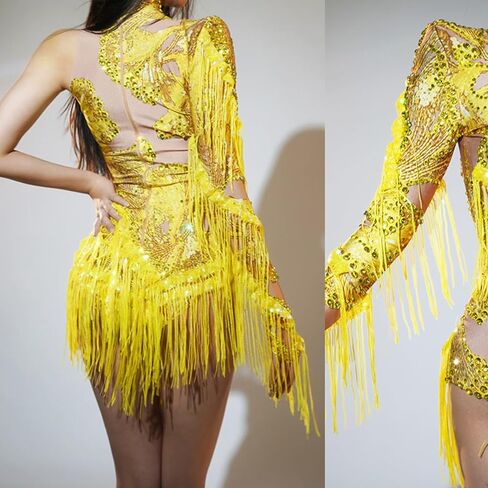 YouMeisha Sequin Fringe Rhinestone Single Sebodyuit Bodysuit Women Women Performance Leotard Birthday Party Party Comple in Saudi Arabia