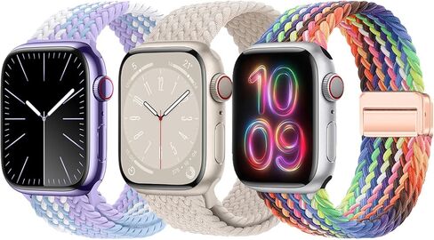 حلقة ممتدة مضفر مغناطيسية متوافقة مع فرقة Apple Watch 42 مم 46 مم 41 مم 45 مم 44 مم Ultra/2 49mm نساء الرجال مرنة Sport Strap لـ IWatch Ultra Series 10 9 8 7 6 5 SE 2 in Kuwait