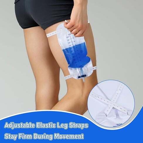 3 Pack 1000ml Sterile Leg Urinary Drainage Bags with 2 Adjustable Elastic Straps, Professional Urine Leg Bag with Anti-Reflux Valve for Men and Women in Saudi Arabia