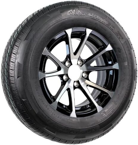 Ecustomrim شعاعي المقطورة الإطارات ST215/75R14 تحميل D 14 "5 Lug Avalanche الأسود حافة الألومنيوم in Saudi Arabia