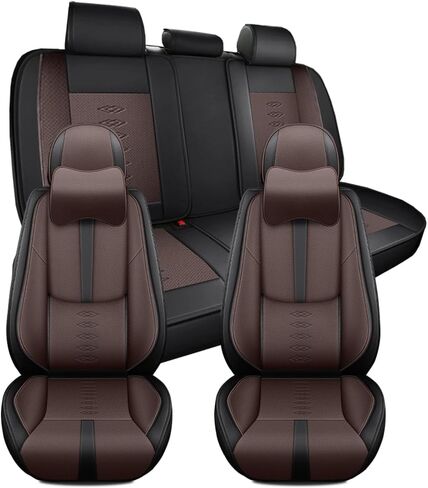 Car Seat Covers for Jaguar S-Type 2000-2007,Waterproof Leather Seat Covers 5-Seats Luxury,Interior Accessories with Airbag,Automobile Seat Cover Sets for S-Type(Black+Coffee) in Kuwait