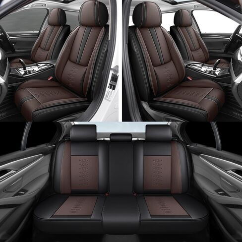 Car Seat Covers for Jaguar S-Type 2000-2007,Waterproof Leather Seat Covers 5-Seats Luxury,Interior Accessories with Airbag,Automobile Seat Cover Sets for S-Type(Black+Coffee) in Kuwait