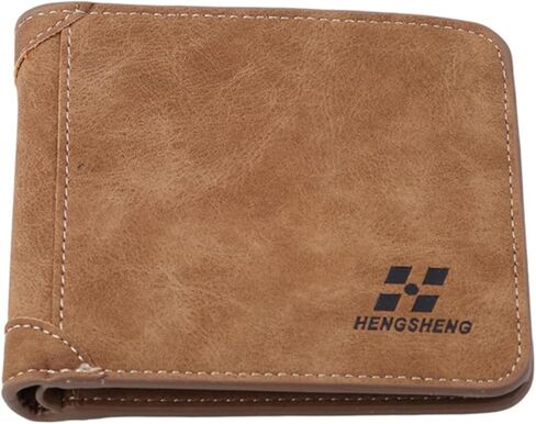 Men's Short PU Leather Wallet Retro Tri-fold Multi-card Money Clip,Vertical Blue in Saudi Arabia