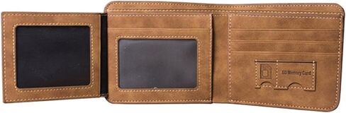 Men's Short PU Leather Wallet Retro Tri-fold Multi-card Money Clip,Vertical Blue in Saudi Arabia