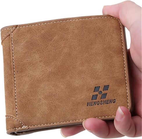 Men's Short PU Leather Wallet Retro Tri-fold Multi-card Money Clip,Vertical Blue in Saudi Arabia