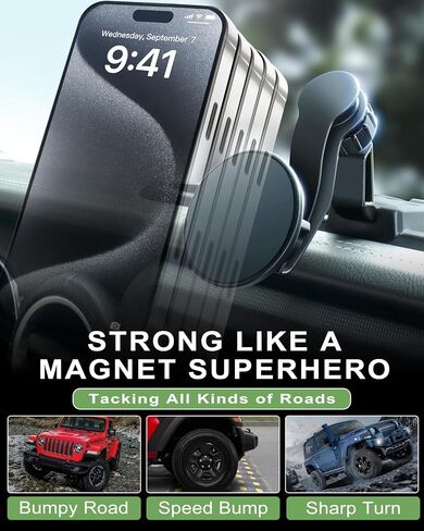 Magnetic Phone Mount for Jeep 2018-2023 Wrangler JL Jlu & Gladiator JT - حامل هاتف لوحة القيادة مع Magsafe لجيب Wrangler & Gladiator 2/4 الملحقات (ليس من أجل 4xe) in Kuwait