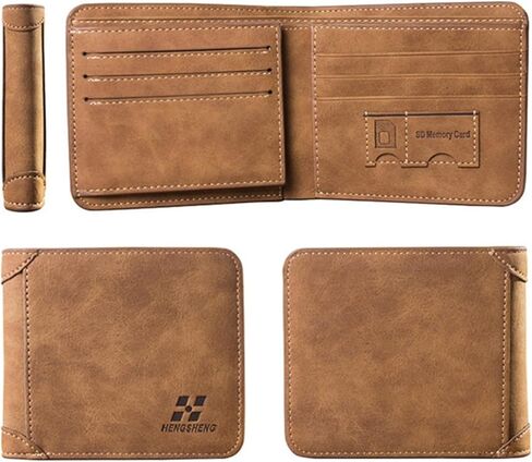 Men's Short PU Leather Wallet Retro Tri-fold Multi-card Money Clip,Vertical Blue in Saudi Arabia