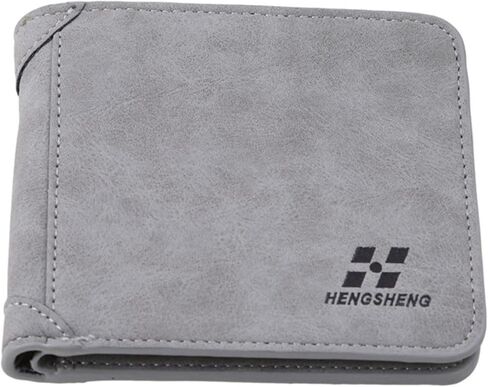 Men's Short PU Leather Wallet Retro Tri-fold Multi-card Money Clip,Vertical Blue in Saudi Arabia
