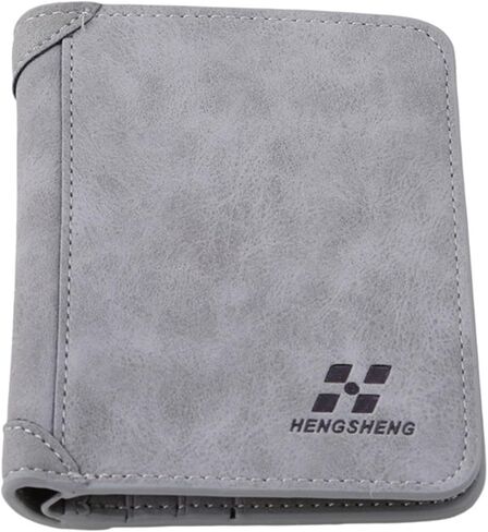 Men's Short PU Leather Wallet Retro Tri-fold Multi-card Money Clip,Vertical Blue in Saudi Arabia