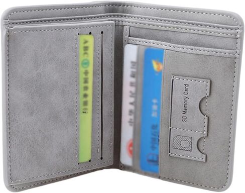 Men's Short PU Leather Wallet Retro Tri-fold Multi-card Money Clip,Vertical Blue in Saudi Arabia