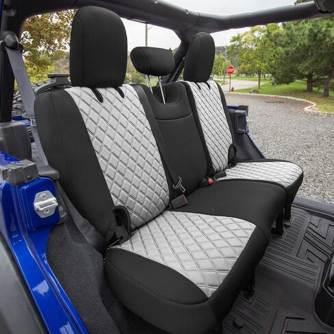 Wylf Neoprene مقاومة للماء أغطية مقعد زرقاء أسود ل Jeep Wrangler JL 4 Door لسنوات لعام 2018-2023 أغطية مقعد السيارات الأمامية من النيوبرين ونيوسوبريم مقاومة للماء in Saudi Arabia