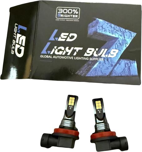Pack-2 Car 9005 LED Fog Light Bulb, 1500LM 3030-12SMD 360 Degree Lighting High Brightness Tail Light, 50000H 6000K Stable Light Source Reversing Light, Universal for Most Cars (White) in Saudi Arabia