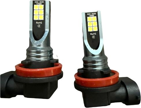 Pack-2 Car 9005 LED Fog Light Bulb, 1500LM 3030-12SMD 360 Degree Lighting High Brightness Tail Light, 50000H 6000K Stable Light Source Reversing Light, Universal for Most Cars (White) in Saudi Arabia