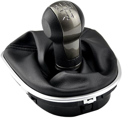 5/6 Speed MT Gear Shift Knob Gearshift Head Ball Shifter + Gaiter Boot Cover + Frame Base for Seat Altea Leon II 2 Toledo III 3(Black-5 Speed) in Saudi Arabia