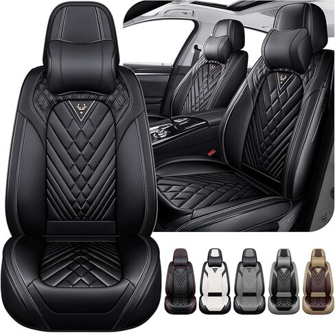 Car Seat Cover for Chrysler Sebring 2000-2010, Comfortable, Durable Leather Seat Cover, All Weather Sports Car Seat Cover Full Set(Standard 5 Seats, Grey Black) in Kuwait