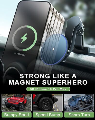 Magnetic Phone Mount for Jeep 2018-2023 Wrangler JL Jlu & Gladiator JT - حامل هاتف لوحة القيادة مع Magsafe لجيب Wrangler & Gladiator 2/4 الملحقات (ليس من أجل 4xe) in Kuwait