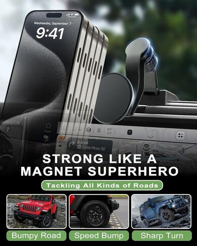 Magnetic Phone Mount for Jeep 2018-2023 Wrangler JL Jlu & Gladiator JT - حامل هاتف لوحة القيادة مع Magsafe لجيب Wrangler & Gladiator 2/4 الملحقات (ليس من أجل 4xe) in Kuwait