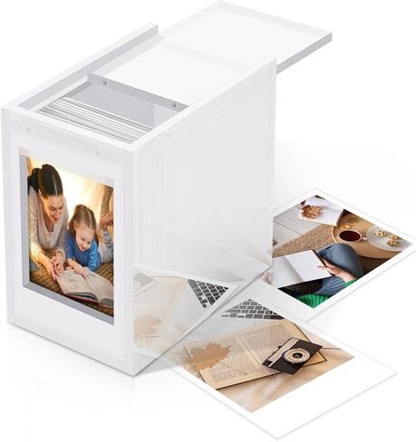 DEXLALA Photo Frame for Polaroid Film,Acrylic Frame and Photo Storage Box with Sliding Lid,Wedding Guest Book Alternative Decorative Photo Picture Frame Organizer Box in Kuwait